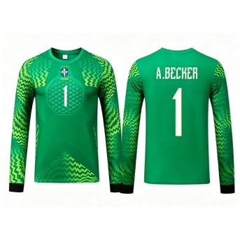 Billige Fotballdrakt Brasil Alisson Becker #1 Keeper Replika Bortedraktsett Barn VM 2026 Langermet (med bukser)